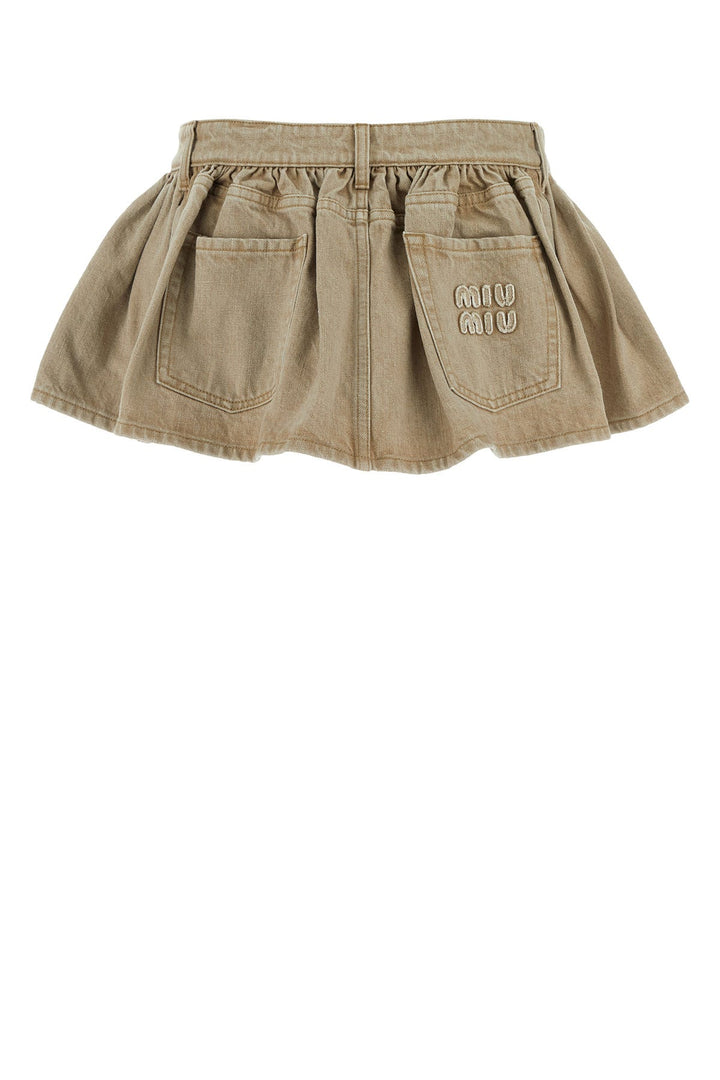 Beige denim mini skirt