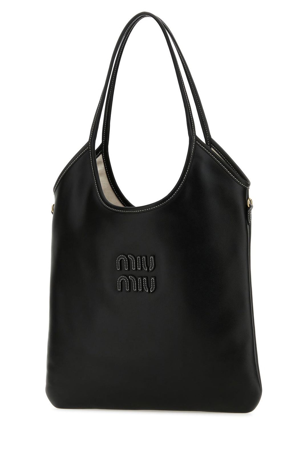 Black leather shopping bag