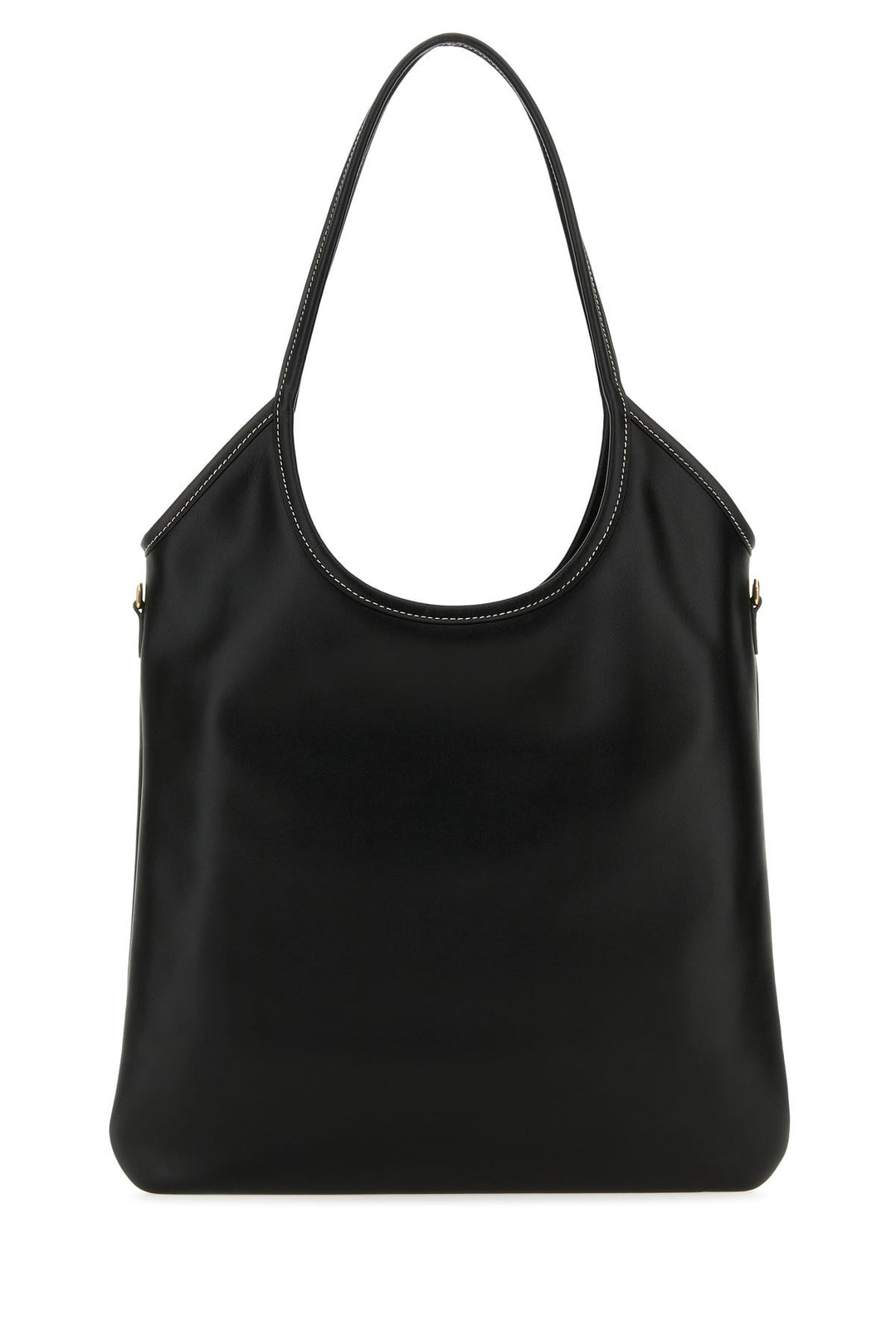 Black leather shopping bag