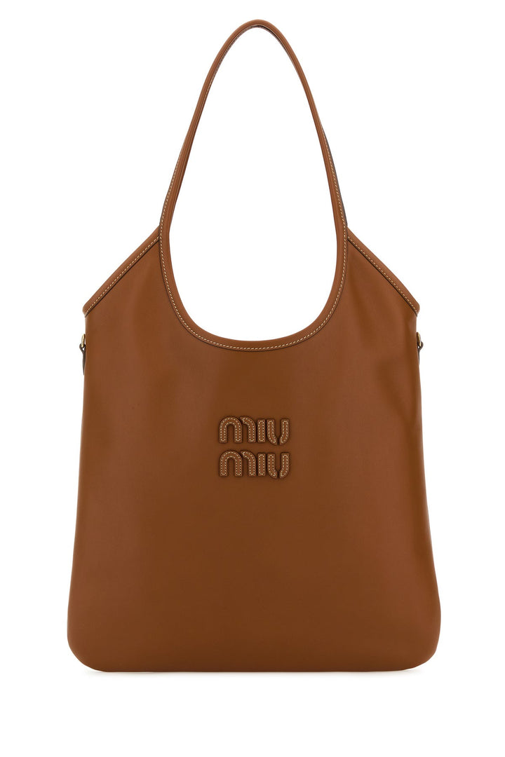 Caramel leather shopping bag