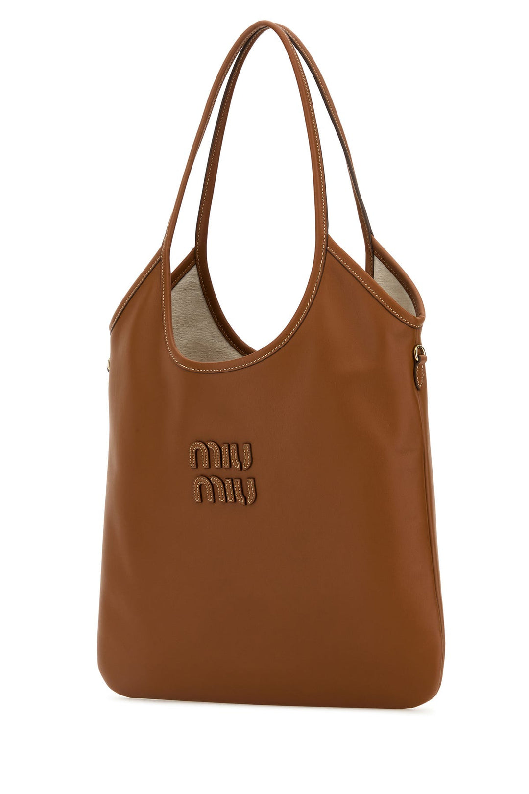 Caramel leather shopping bag