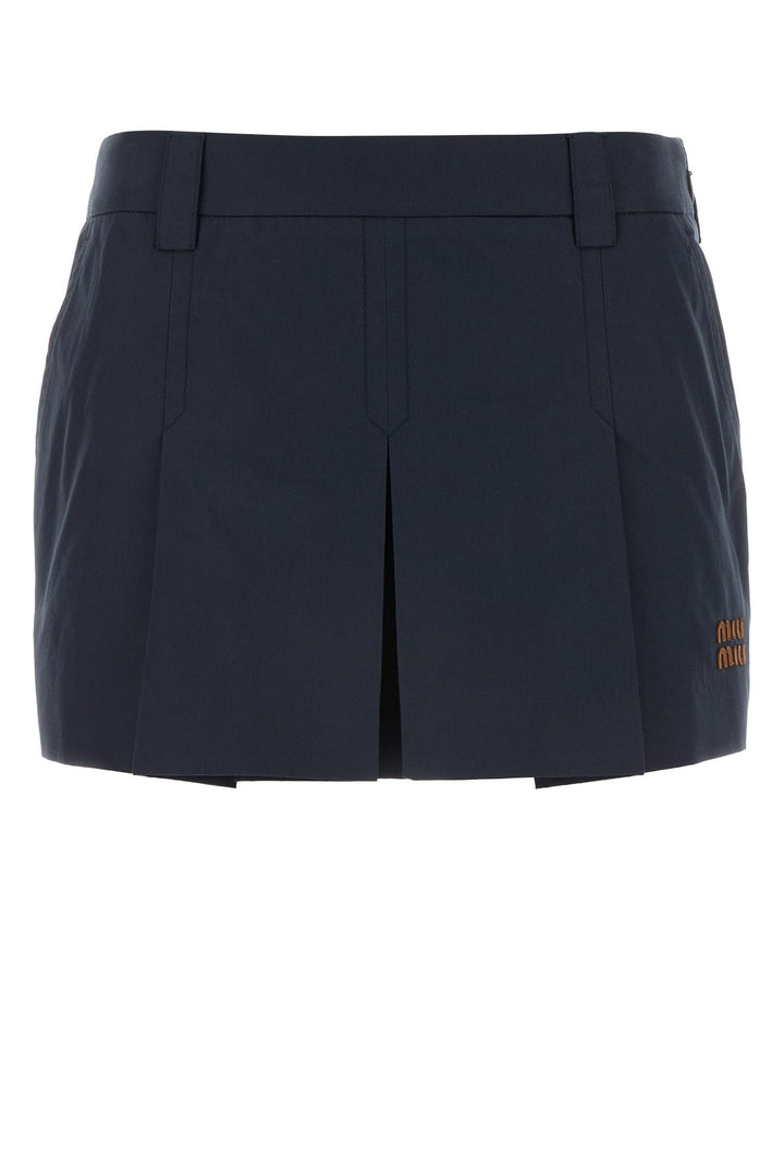 Dark blue cotton blend mini skirt