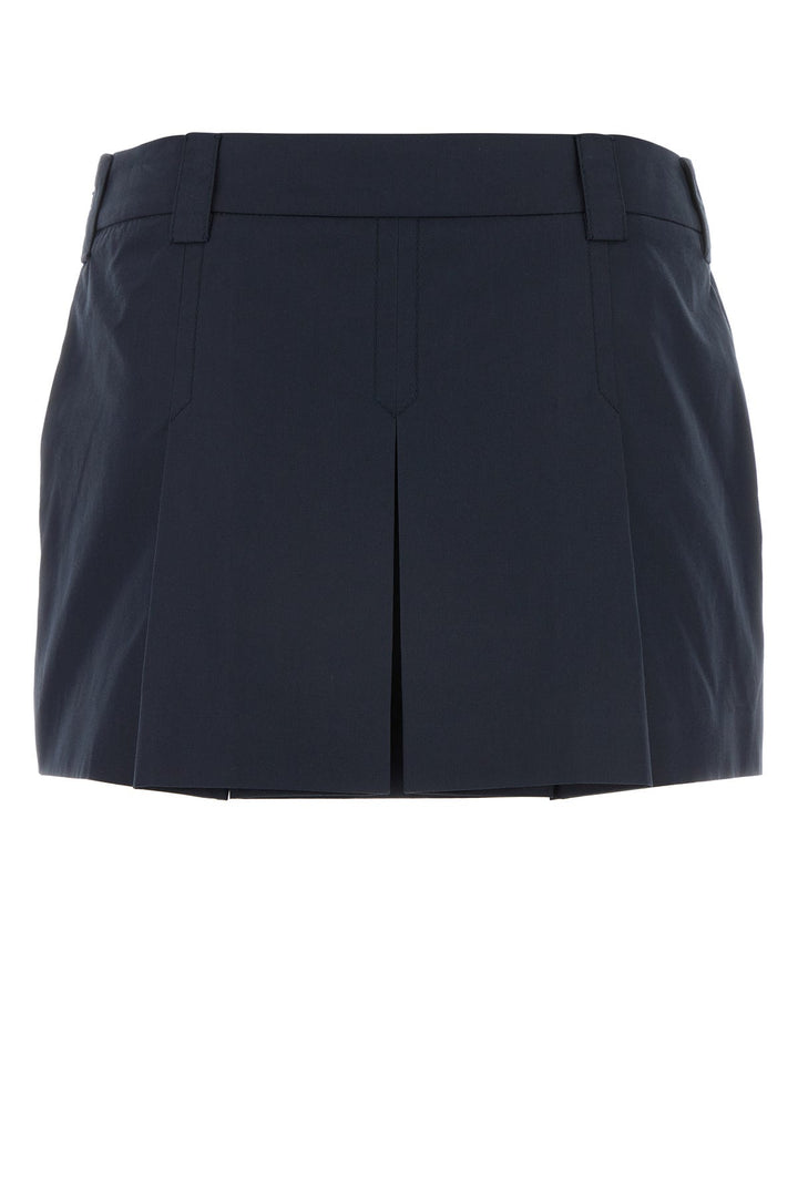 Dark blue cotton blend mini skirt