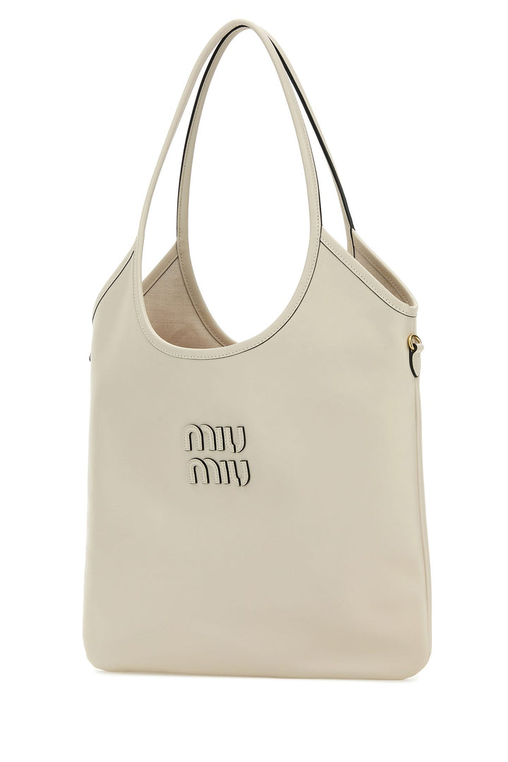 Chalk leather shopping bag