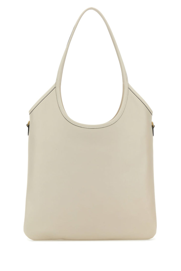 Chalk leather shopping bag