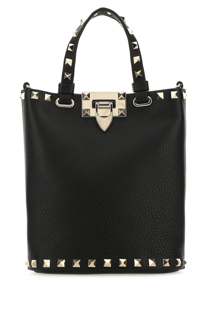 Black leather Rockstud handbag