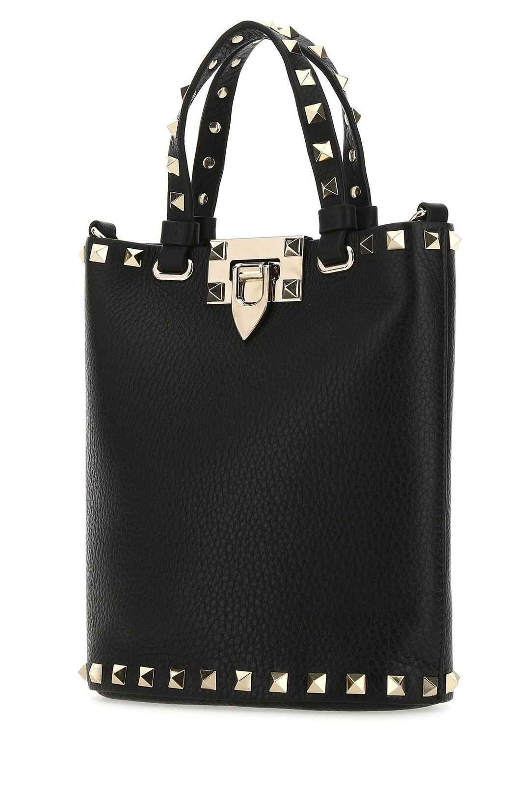 Black leather Rockstud handbag