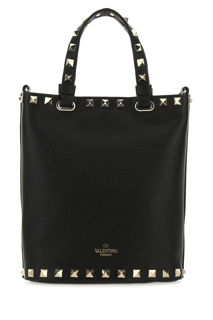 Black leather Rockstud handbag