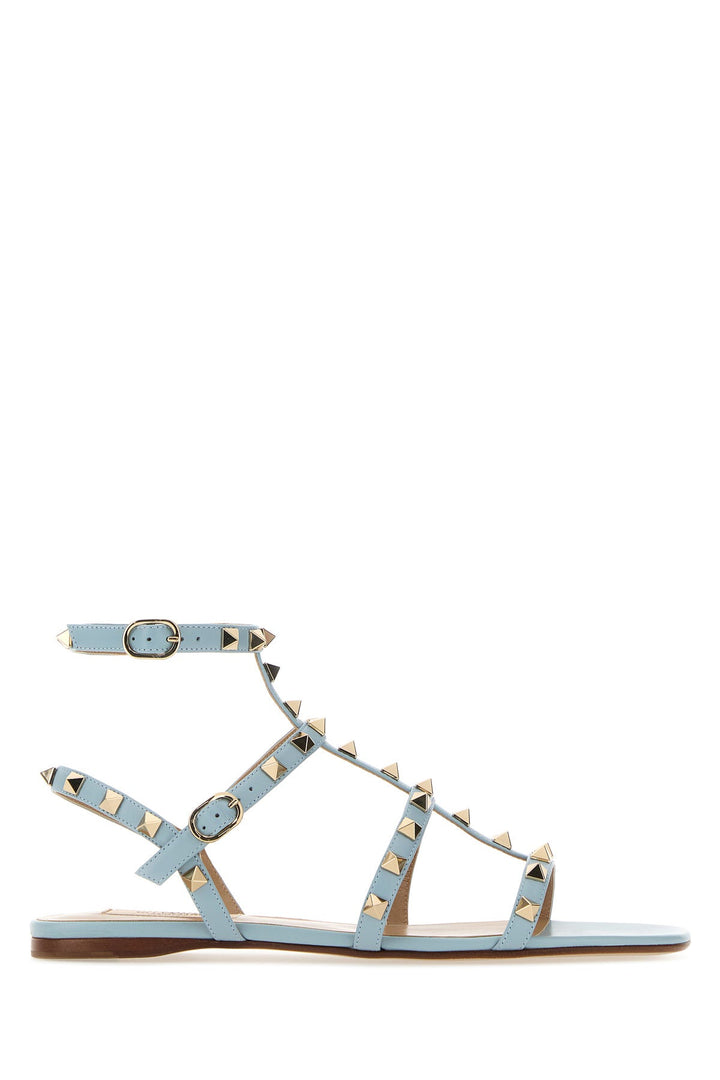 Light blue leather Rockstud sandals