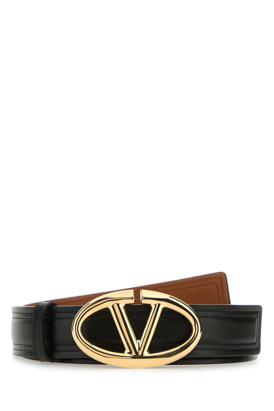 Black leather reversible belt