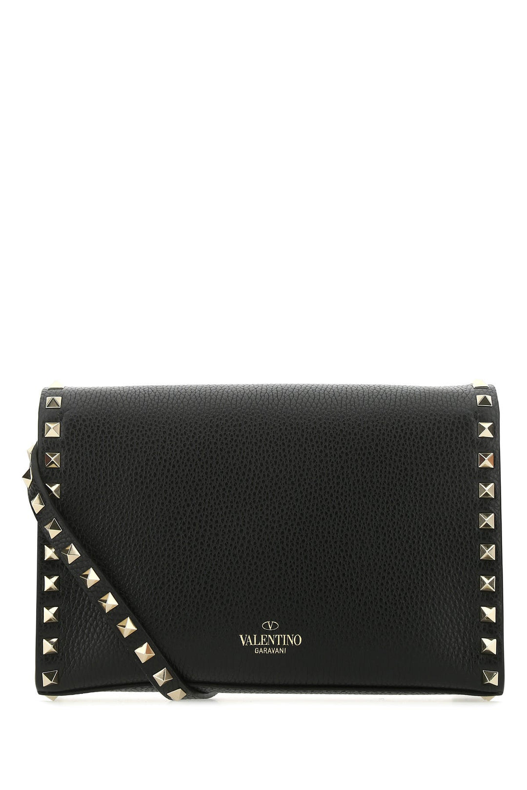 Black leather small Rockstud crossbody bag