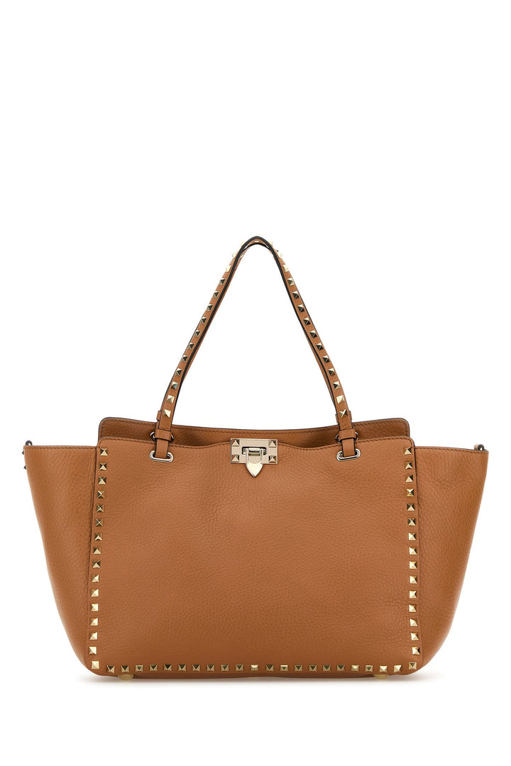 Camel leather medium Rockstud shoulder bag