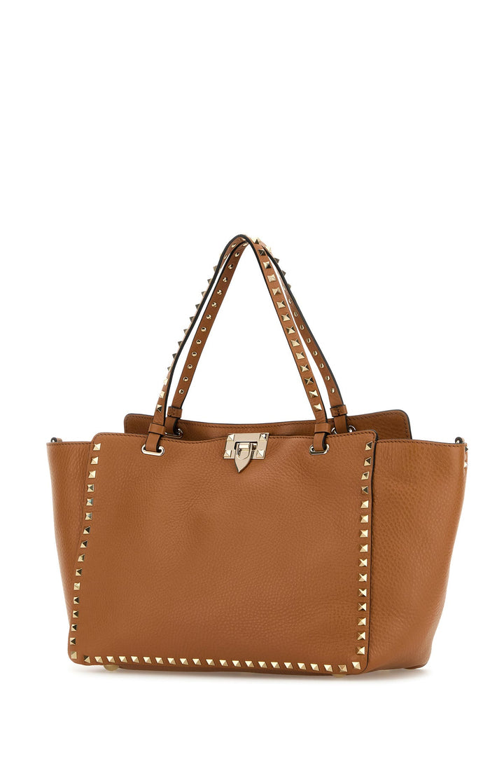 Camel leather medium Rockstud shoulder bag