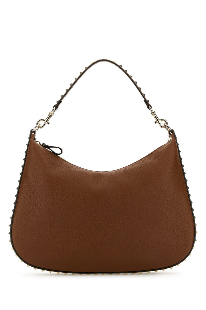 Brown leather Hobo Rockstud shoulder bag