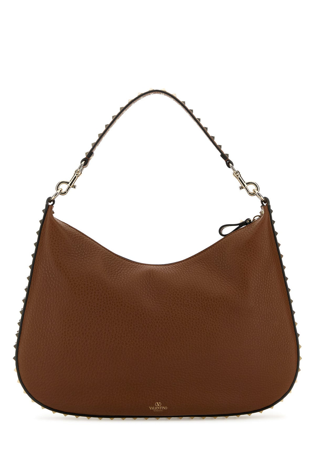 Brown leather Hobo Rockstud shoulder bag