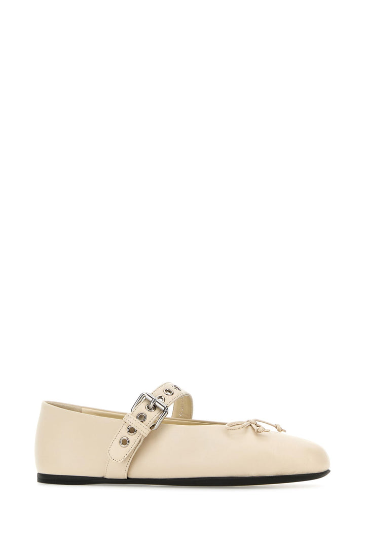 Ivory leather ballerinas