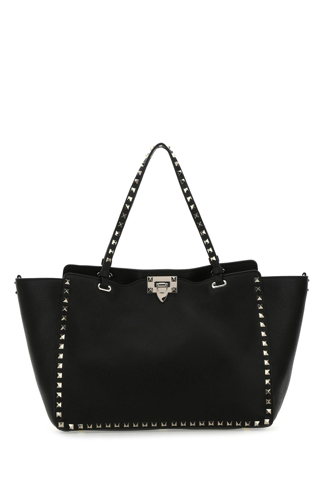 Black leather medium Rockstud shoulder bag