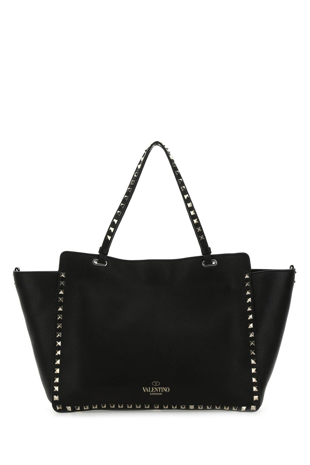 Black leather medium Rockstud shoulder bag