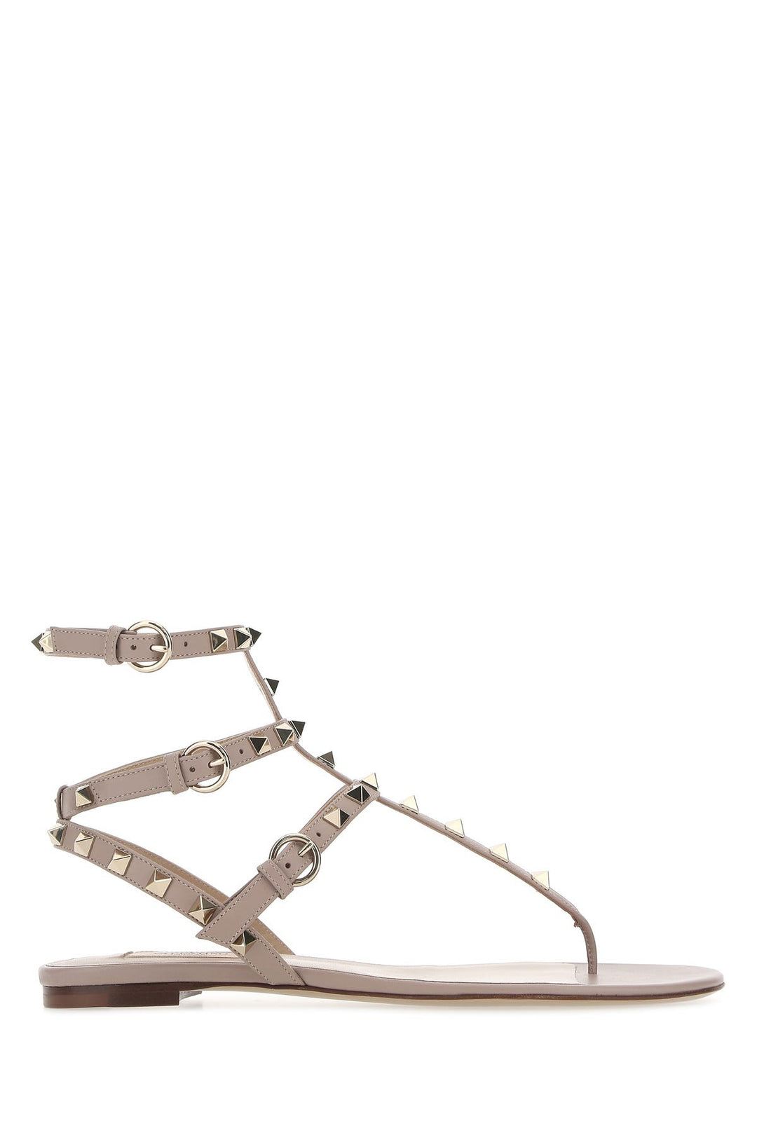 Antiqued pink leather Rockstud thong sandals