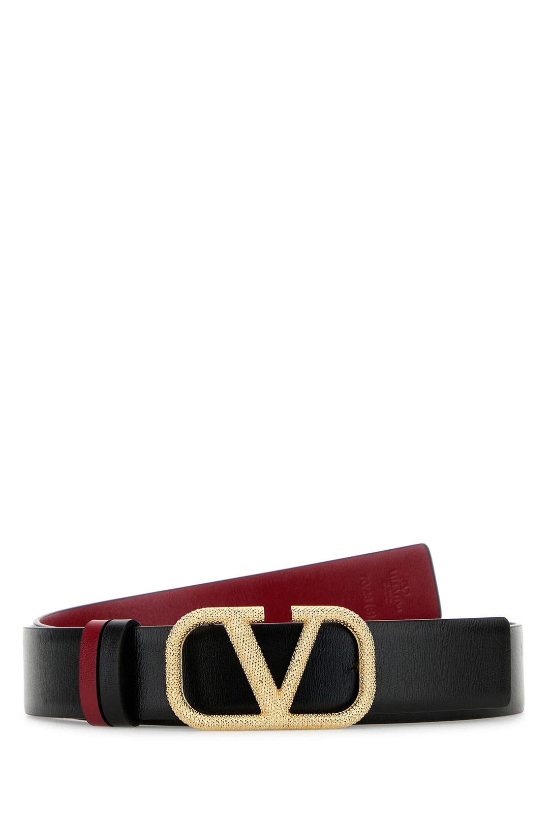 Black leather VLogo Signature reversible belt