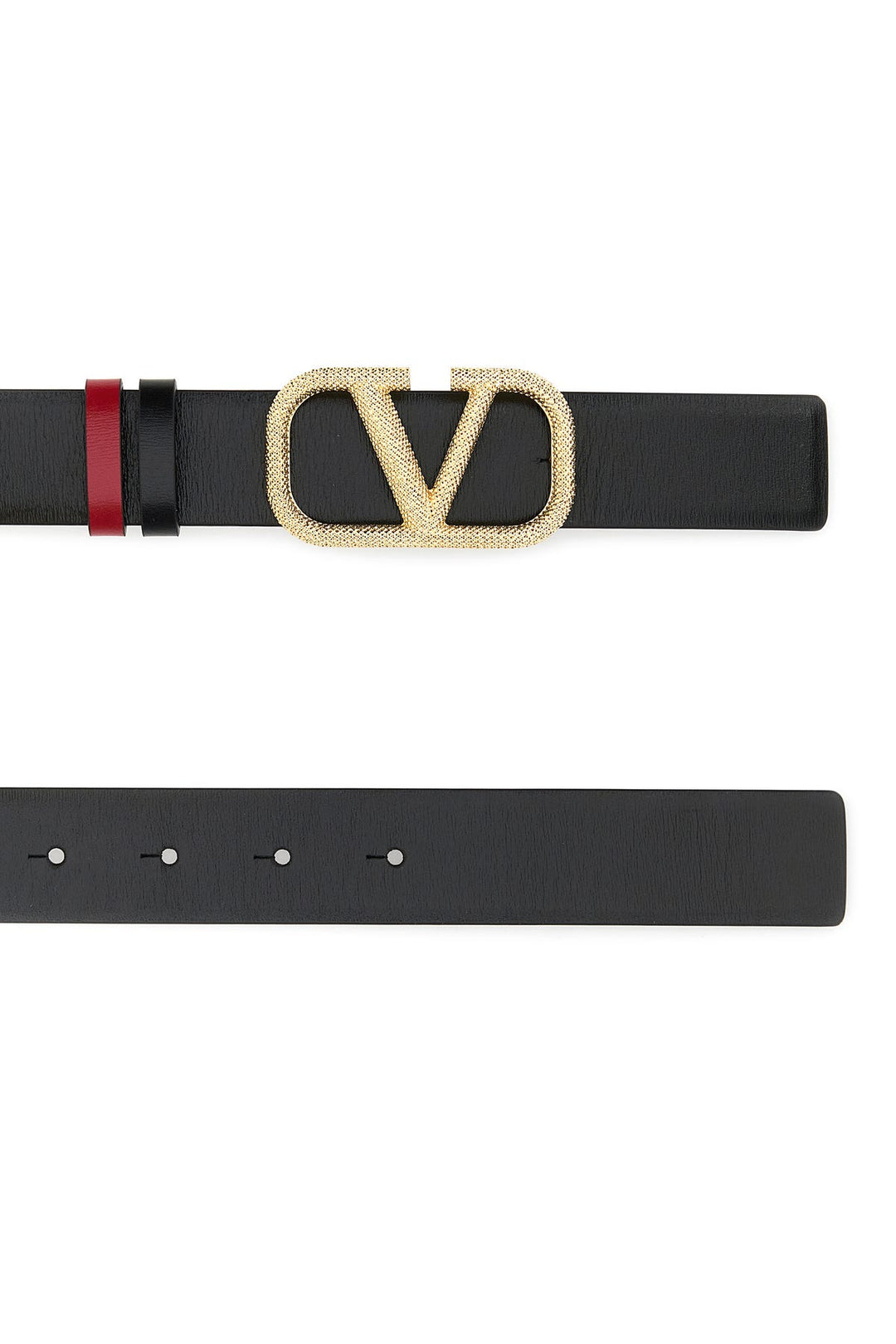 Black leather VLogo Signature reversible belt