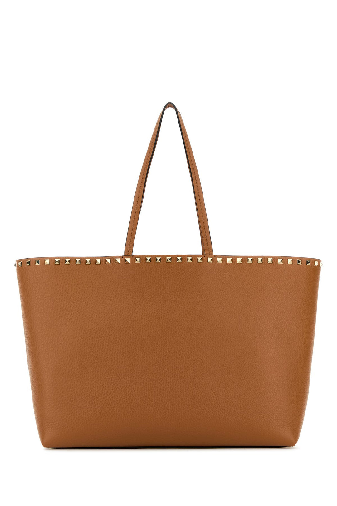 Camel leather Rockstud shopping bag