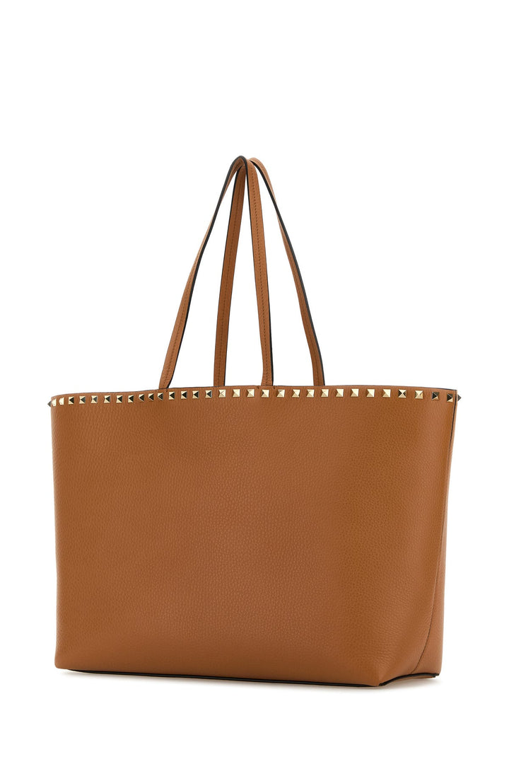 Camel leather Rockstud shopping bag