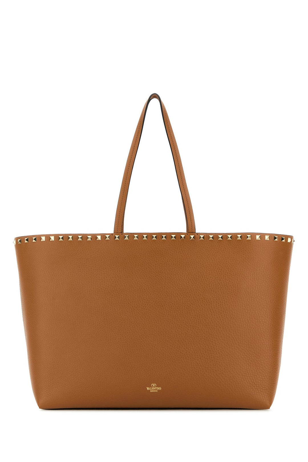 Camel leather Rockstud shopping bag