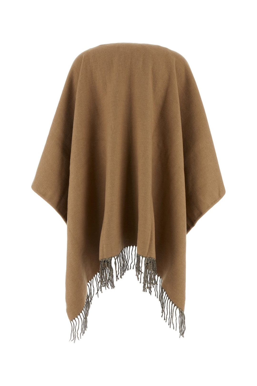 Camel wool blend reversible cape