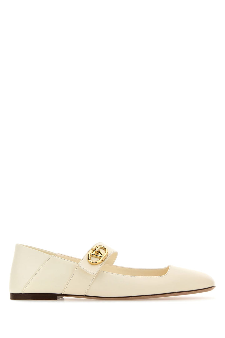 Ivory leather VLogo Locker ballerinas