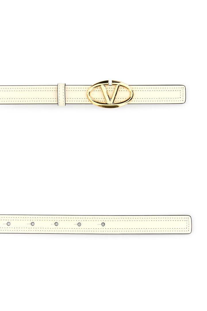 Ivory leather reversible VLogo belt