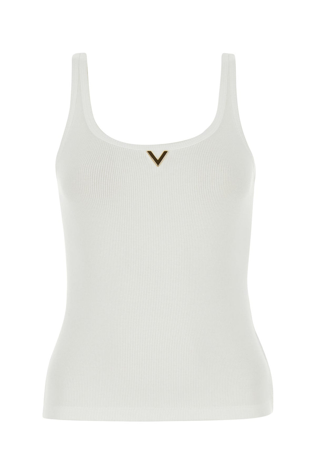 White stretch cotton tank top