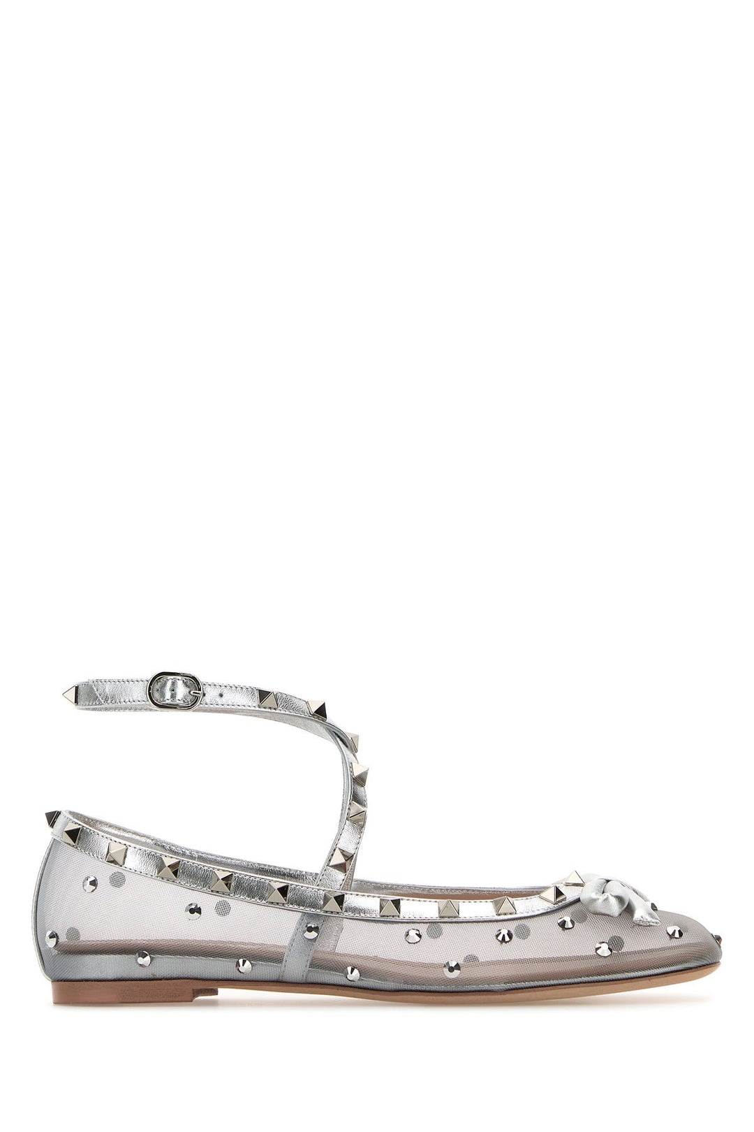 Silver mesh Rockstud ballerinas