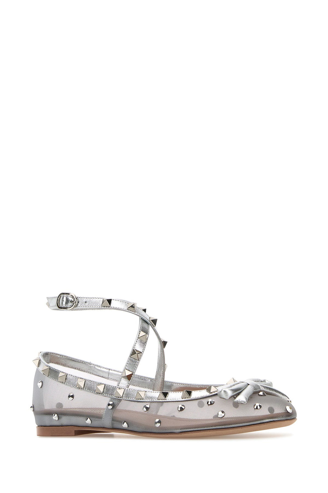 Silver mesh Rockstud ballerinas