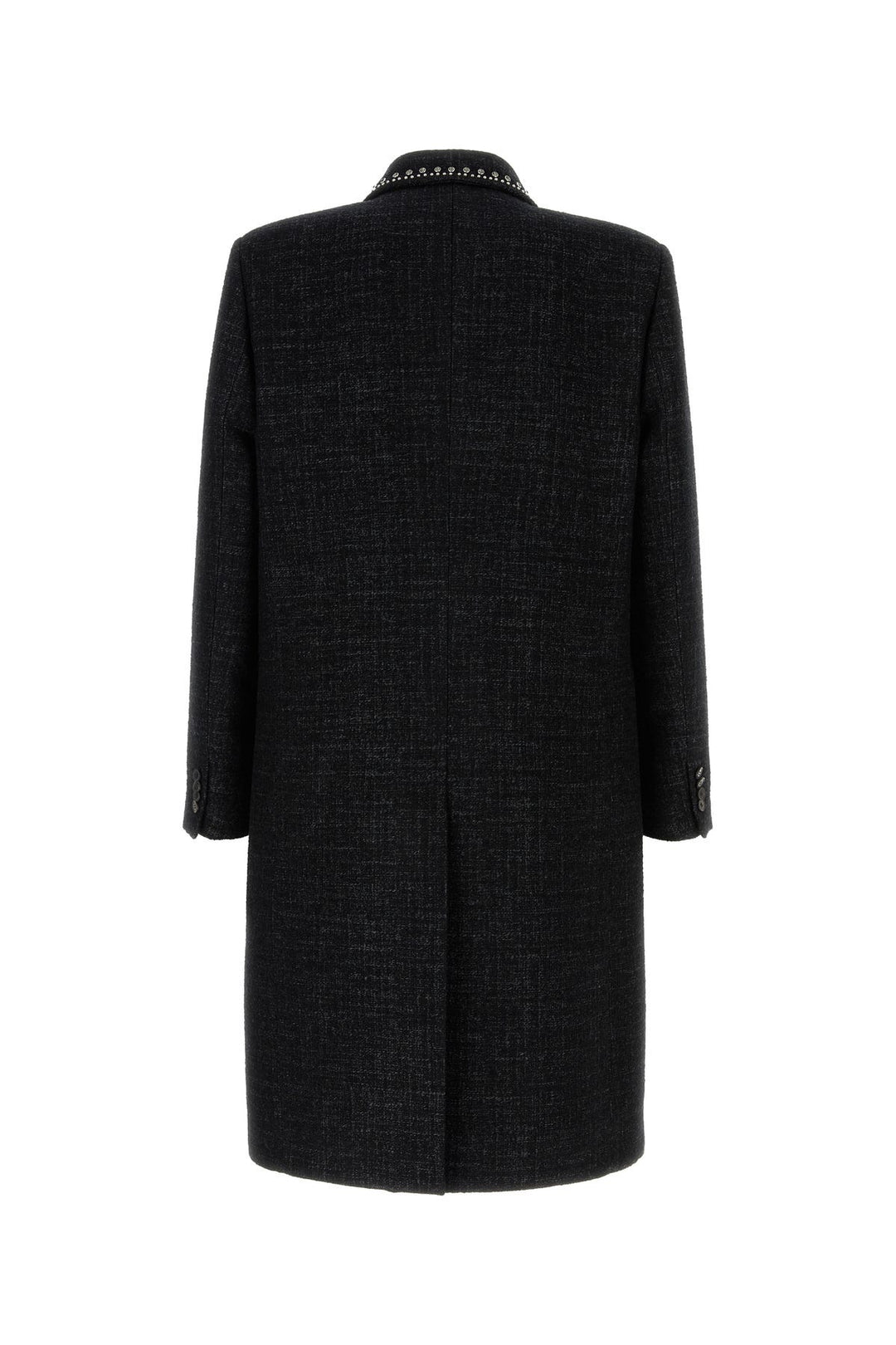 Melange black wool blend coat