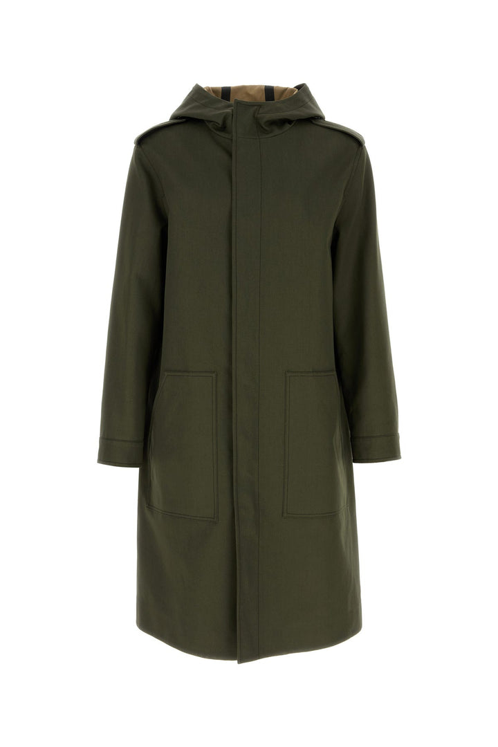 Army green cotton trench coat