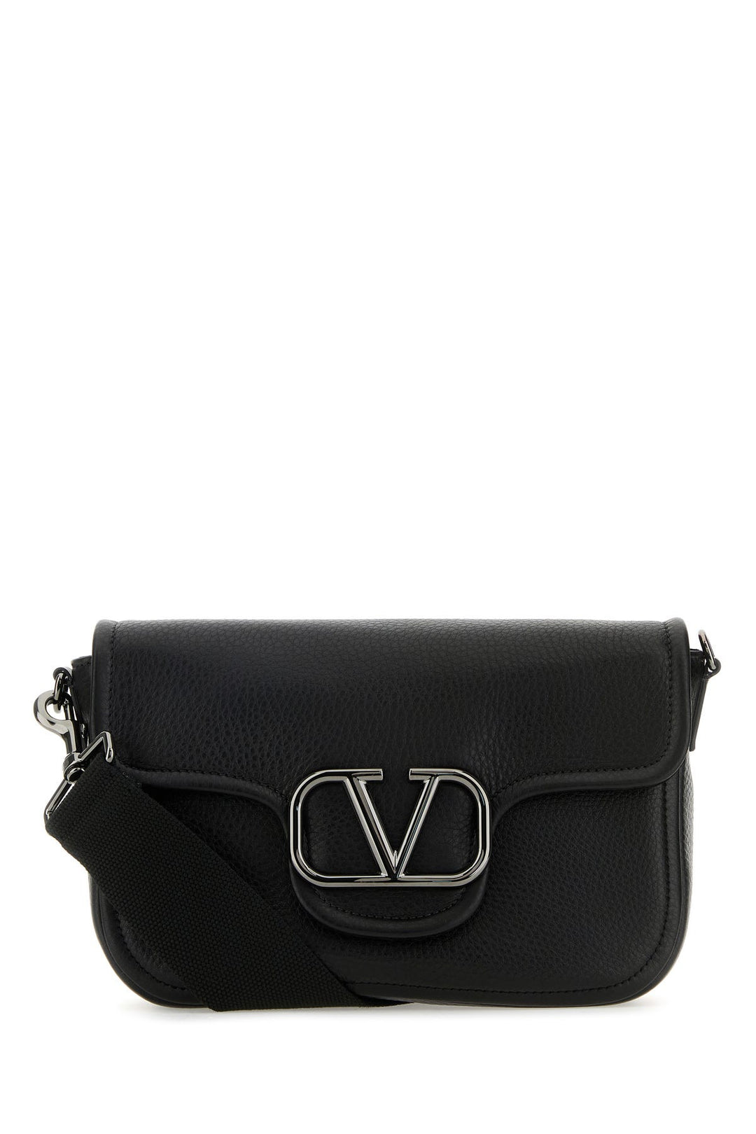 Black leather VLogo crossbody bag