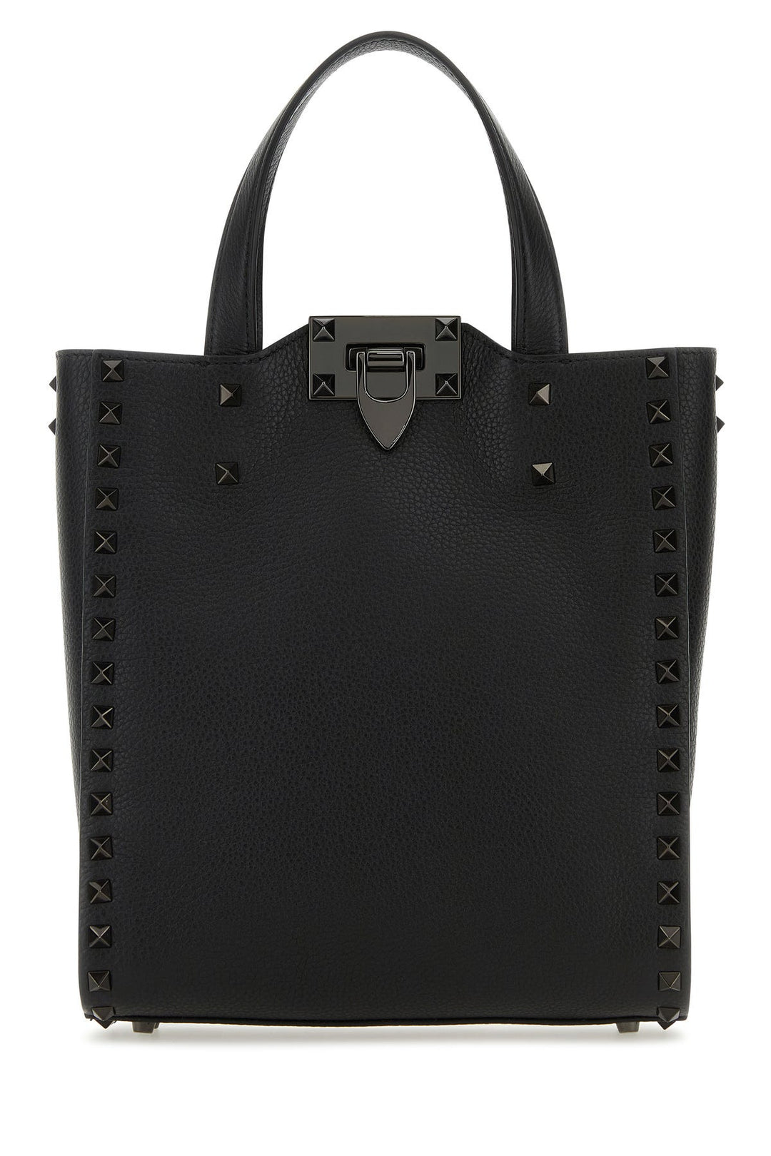 Black leather Rockstud handbag