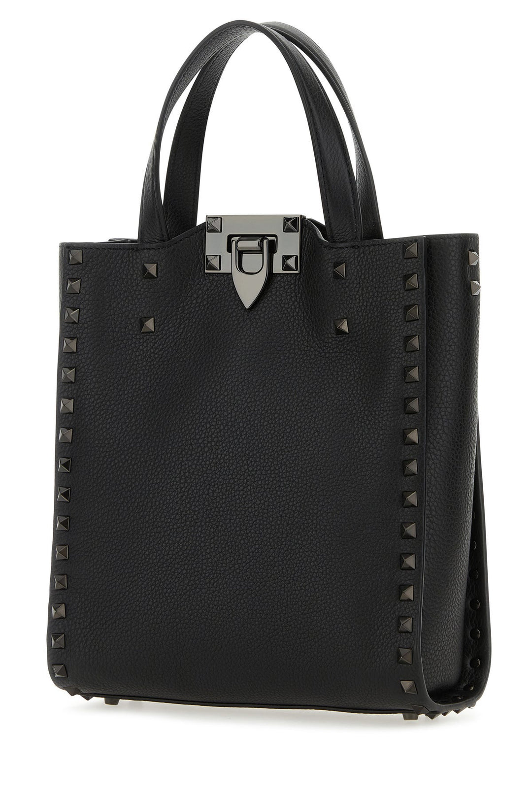 Black leather Rockstud handbag