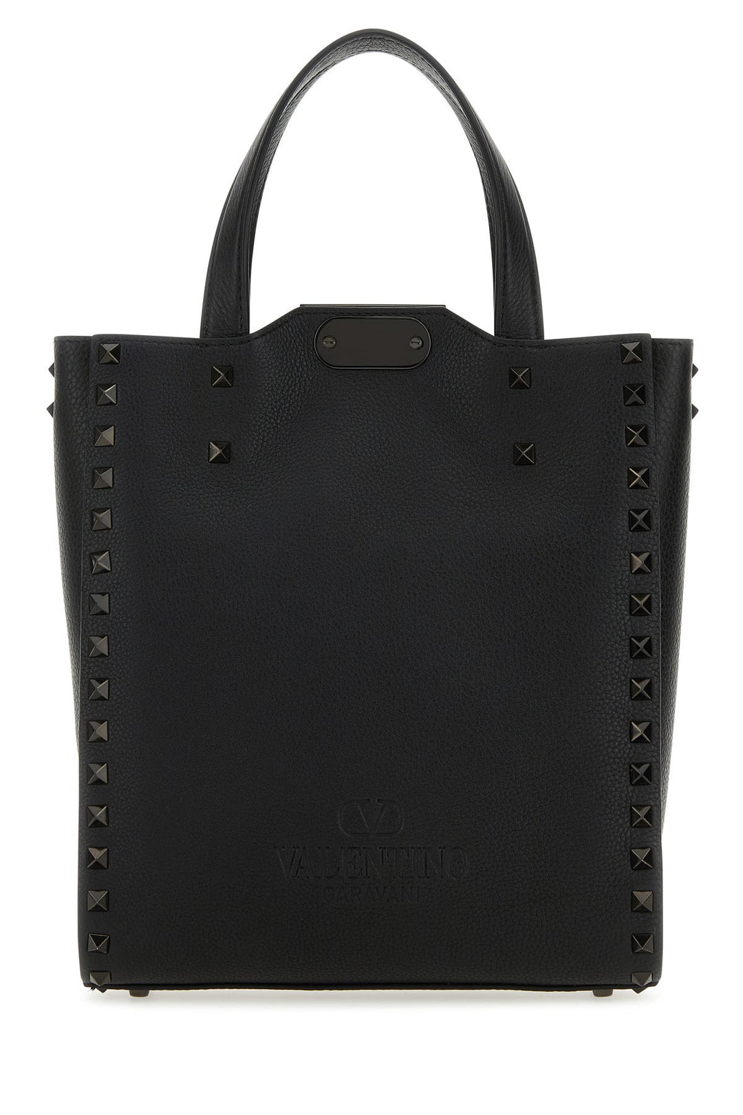 Black leather Rockstud handbag