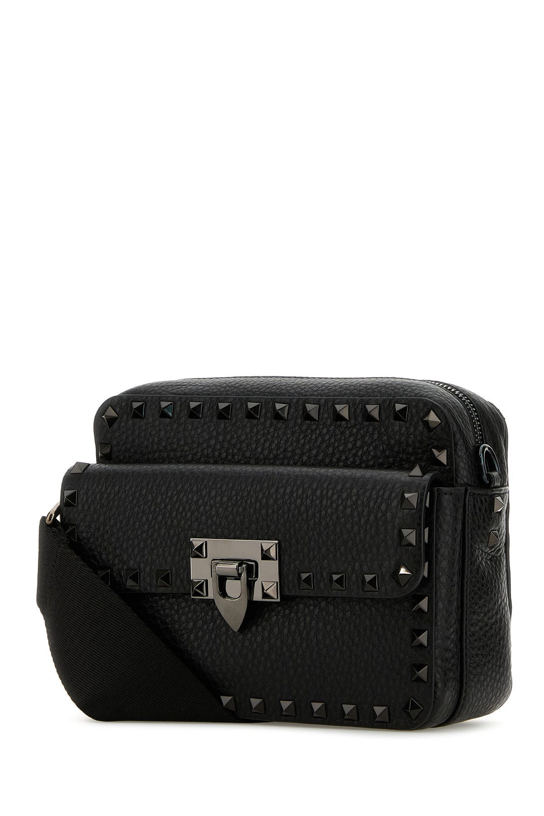 Black leather Rockstud crossbody bag