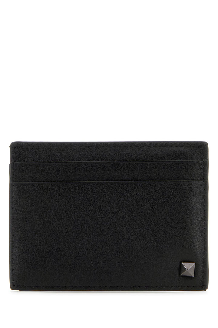 Black leather Rockstud card holder