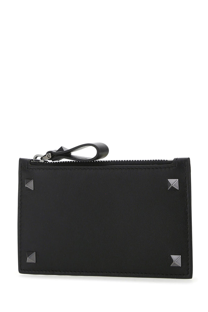 Black leather Rockstud card holder