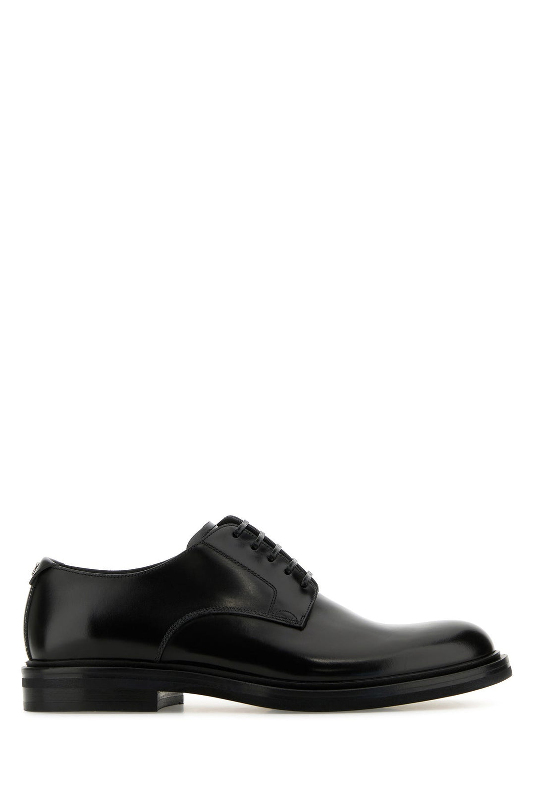 Black leather lace-up shoes