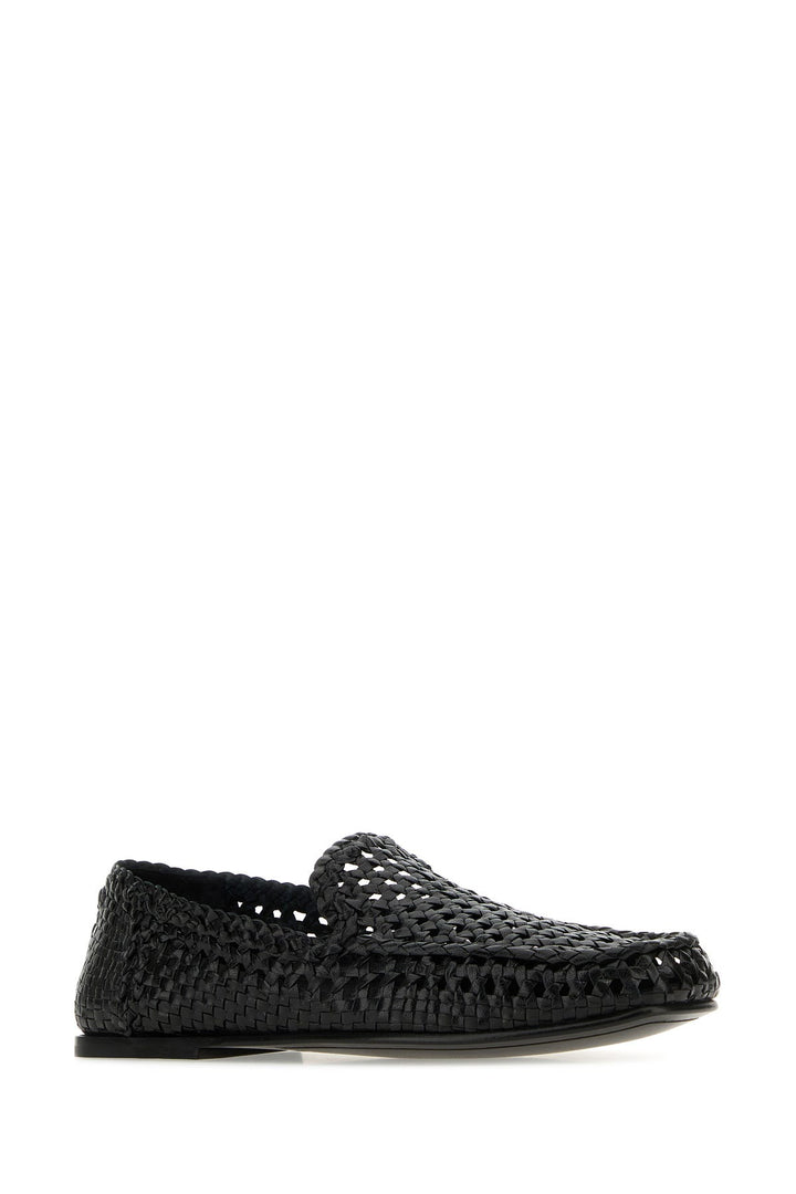 Black leather loafers