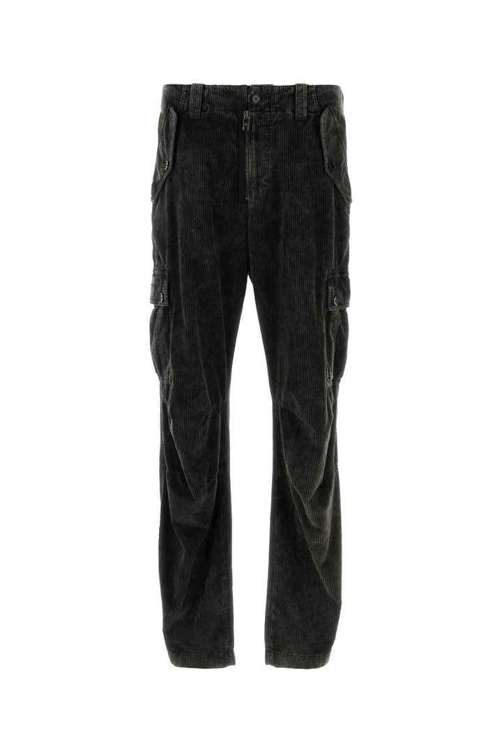 Charcoal stretch corduroy cargo pant