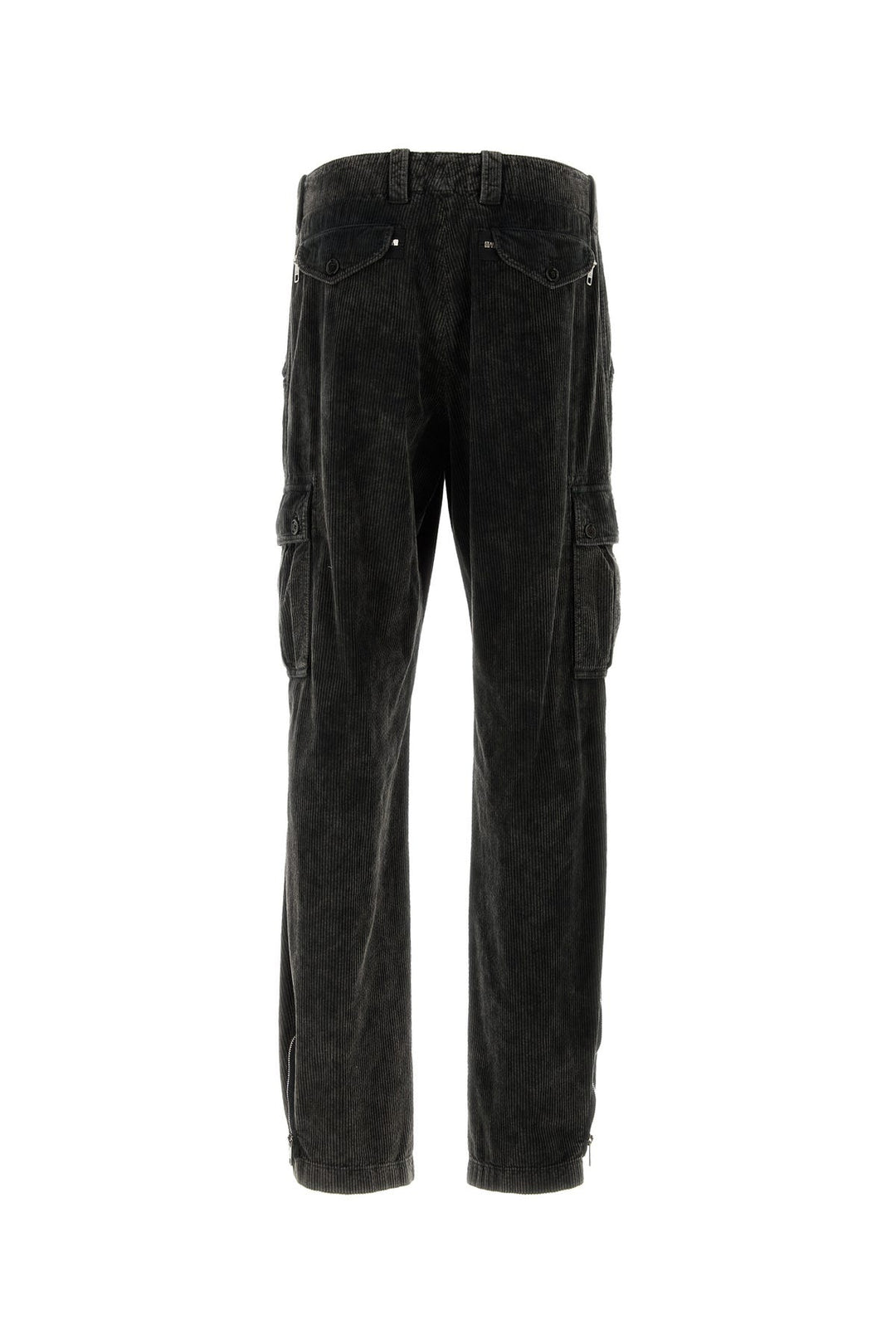 Charcoal stretch corduroy cargo pant