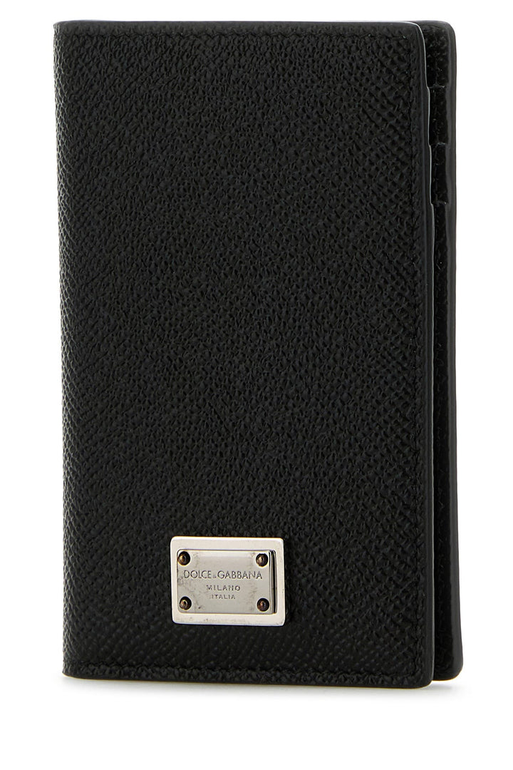 Black leather card holder