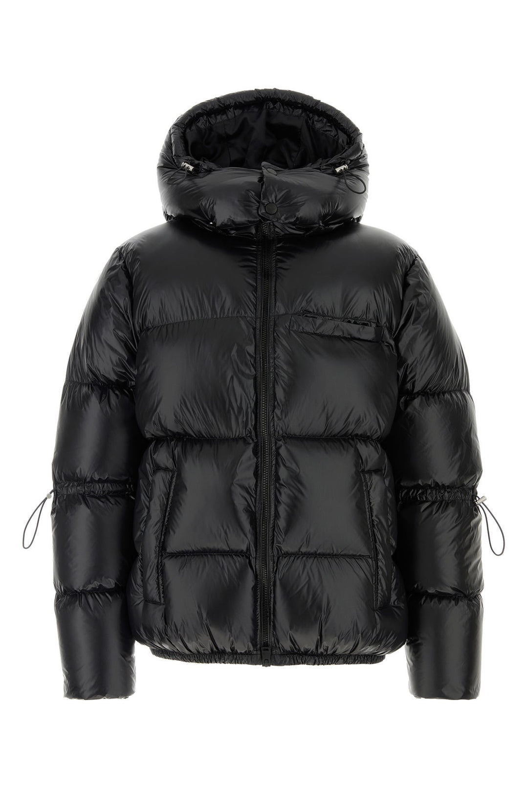 Black nylon down jacket