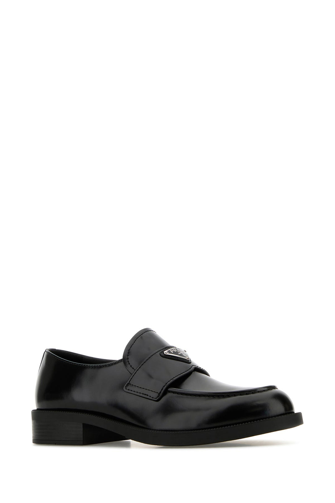 Black leather loafers